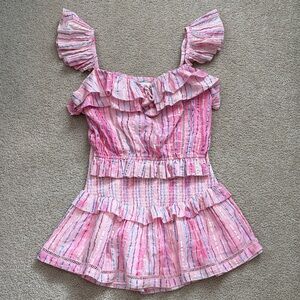 SAYLOR Pink Striped Metallic Skirt/Shirt Set